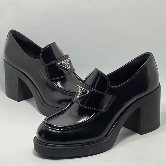 Prada Chocolate Flow Block-Heel Loafers size 41 - Picture 7 of 13